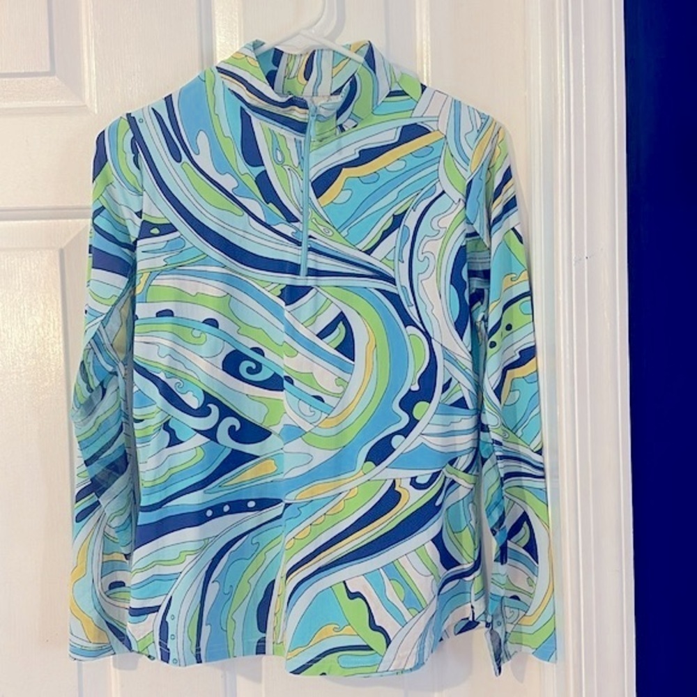 Icikuls Multi Color Long Sleeve Polyester & Spandex UPF 50+  1/4 Zip Pullover